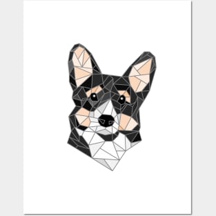 Corgi Black Stained Glass Posters and Art